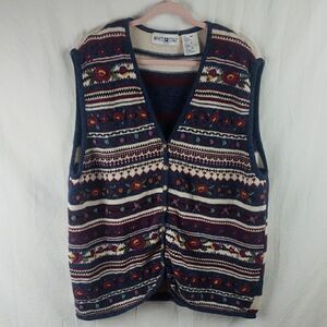 Vintage White Stag Women's 24W Floral Embroidered Vest